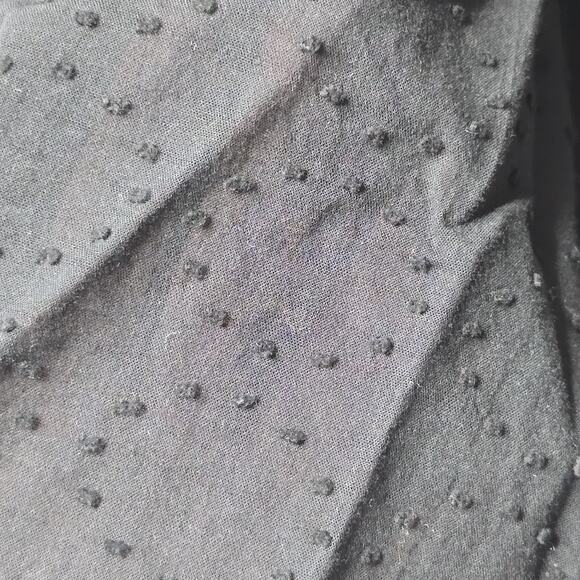 BCBG MaxAzria 100% Cotton Black Textured Polka Dot Lace Up Collar Blouse Large - Picture 13 of 13